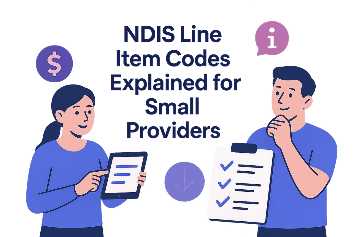 Visual illustration infographic cover for NDIS Line Item Codes blog for small providers