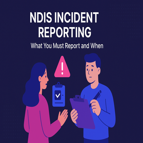 Illustrated infographic cover for NDIS incident reporting, showing report thresholds and timelines