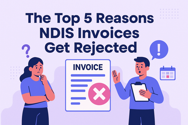 Illustrated infographic cover showing NDIS invoice errors and solutions for providers